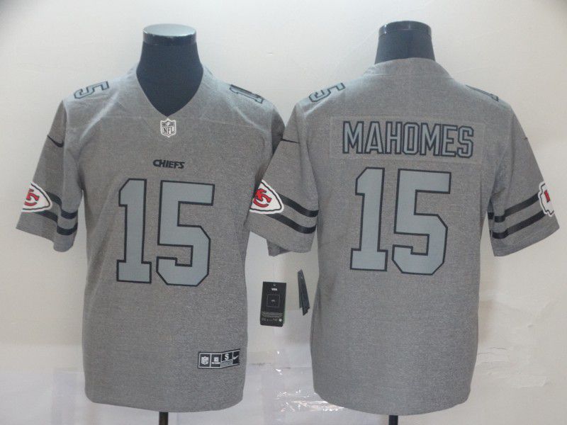 Men Kansas City Chiefs #15 Mahomes Grey Retro Nike NFL Jerseys